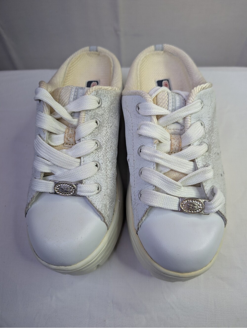 Y2K Vintage‎ Skechers White Slip-On Platform Sneakers Size 8